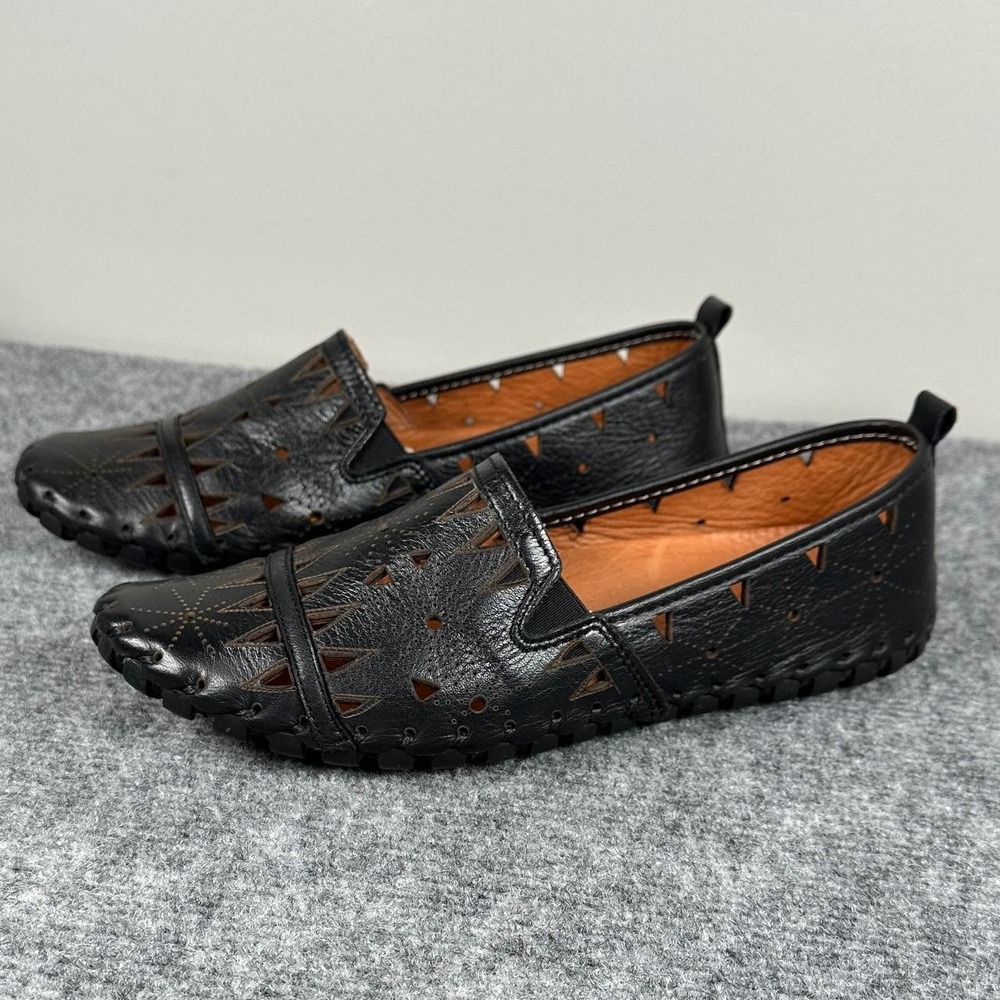 Spring Step Fusaro Loafers Womens 6.5-7 EU 37 Black Leather Comfort Slip On Boho